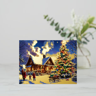 Festiva Con Relieve Metalizado postal de navidades