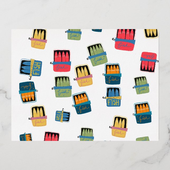 Festiva Con Relieve Metalizado Postal de pescado picado (Anverso)