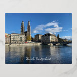 Festiva Con Relieve Metalizado postal de Suiza Zurich<br><div class="desc">Vista de Zúrich,  Suiza</div>
