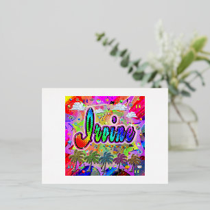 Festiva Con Relieve Metalizado Postal Irvine Vista Express