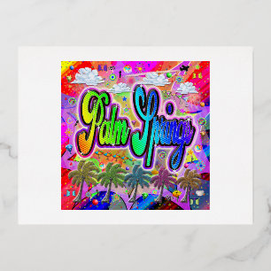 Festiva Con Relieve Metalizado Postal Palm Springs Vista Express