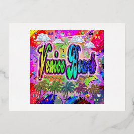 Festiva Con Relieve Metalizado Postal Venice Beach Vista Express