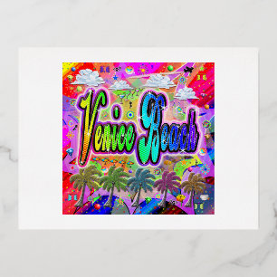 Festiva Con Relieve Metalizado Postal Venice Beach Vista Express