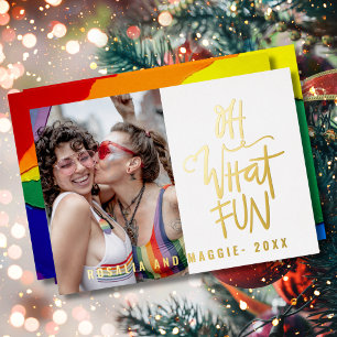 Festiva Con Relieve Metalizado Qué divertida tarjeta de vacaciones fotográfica co