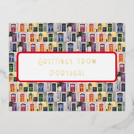 Festiva Con Relieve Metalizado Saludos desde la postal portuguesa