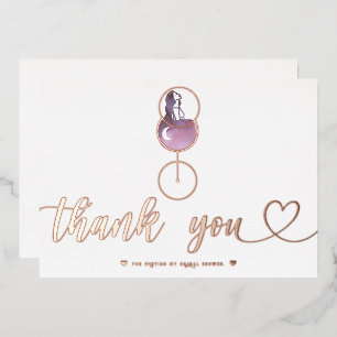 Festiva Con Relieve Metalizado Tarjeta de agradecimiento a Wine Tasting Bridal Sh