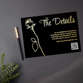 Festiva Con Relieve Metalizado Tarjeta de detalles de código QR para Rosa negro y
