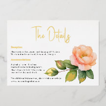 Tarjeta de detalles de color de agua salvaje Peach