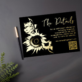 Festiva Con Relieve Metalizado Tarjeta de detalles del código QR de girasol negro