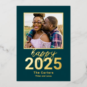 Festiva Con Relieve Metalizado Tarjeta de Foto Año Nuevo Feliz sin Miedo