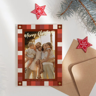Festiva Con Relieve Metalizado Tarjeta de Foto de Papel de Estaño Rojo Intenso y