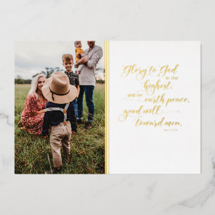 Festiva Con Relieve Metalizado Tarjeta de foto religiosa para Navidad de oro