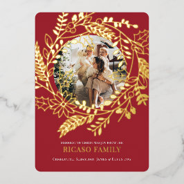 Festiva Con Relieve Metalizado Tarjeta de fotos de la guerra de Navidad de Merry