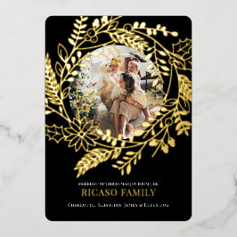 Festiva Con Relieve Metalizado Tarjeta de fotos de la guerra de Navidad de Merry