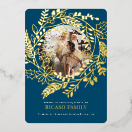 Festiva Con Relieve Metalizado Tarjeta de fotos de la guerra de Navidad de Merry