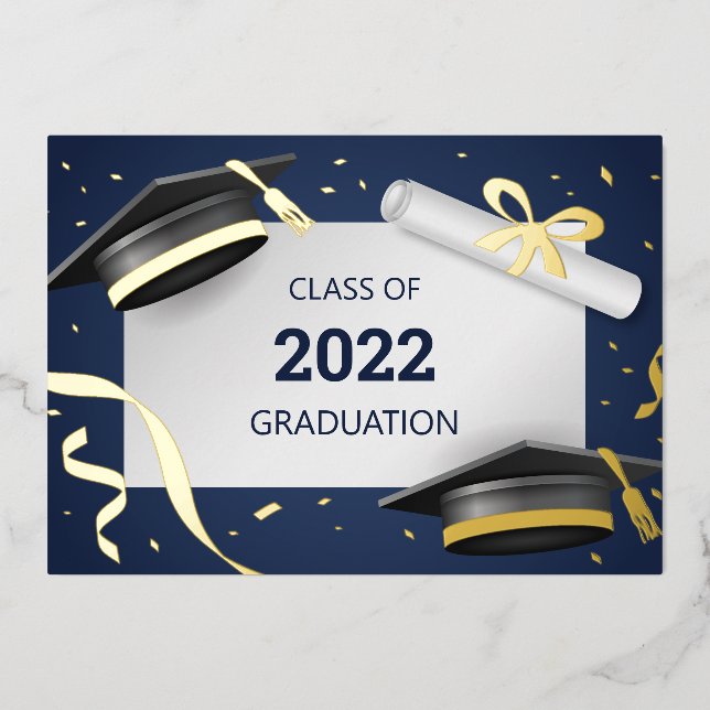 Festiva Con Relieve Metalizado Tarjeta de graduación (Anverso)