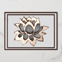 Festiva Con Relieve Metalizado Tarjeta de hoja de cobre y gris de loto