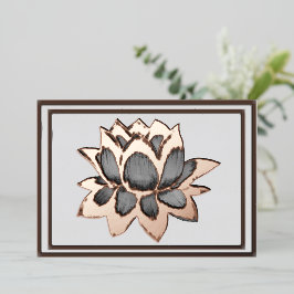 Festiva Con Relieve Metalizado Tarjeta de hoja de cobre y gris de loto