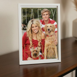 Festiva Con Relieve Metalizado Tarjeta de Hoja de Holiday Feliz Modern PhotoPop