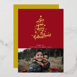 Festiva Con Relieve Metalizado Tarjeta de Navidad de amor vino abajo de hoja de a
