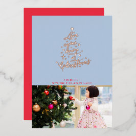 Festiva Con Relieve Metalizado Tarjeta de Navidad de amor vino abajo de hoja de a