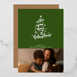 Festiva Con Relieve Metalizado Tarjeta de Navidad de amor vino abajo de hoja de a