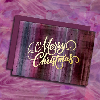 Festiva Con Relieve Metalizado Tarjeta de Navidad de Cuadros Rosa Navideña