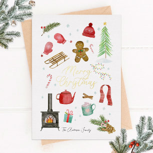 Festiva Con Relieve Metalizado Tarjeta de Navidad de papel de aluminio