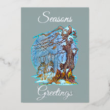 Tarjeta de Navidad de papel de aluminio de la sala