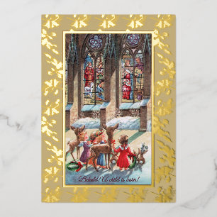 Festiva Con Relieve Metalizado Tarjeta de Navidad de papel de aluminio en la vent