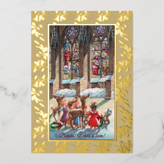 Festiva Con Relieve Metalizado Tarjeta de Navidad de papel de aluminio en la vent