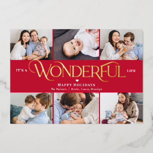 Festiva Con Relieve Metalizado Tarjeta de Navidad de papel de aluminio Wonderful