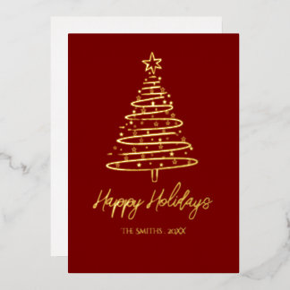 Festiva Con Relieve Metalizado Tarjeta de Navidad de papel de estaño elegante