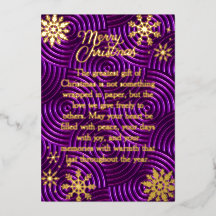 Tarjeta de Navidad de tipografía de hoja real púrp