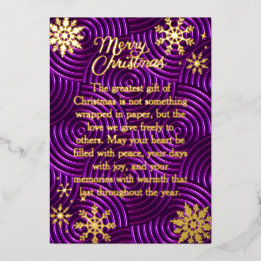 Festiva Con Relieve Metalizado Tarjeta de Navidad de tipografía de hoja real púrp