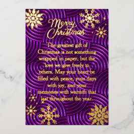 Festiva Con Relieve Metalizado Tarjeta de Navidad de tipografía de hoja real púrp