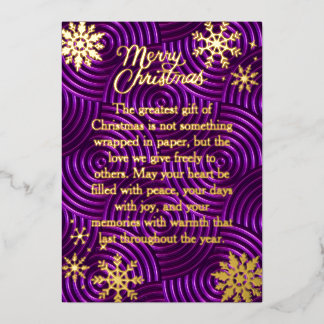 Festiva Con Relieve Metalizado Tarjeta de Navidad de tipografía de hoja real púrp