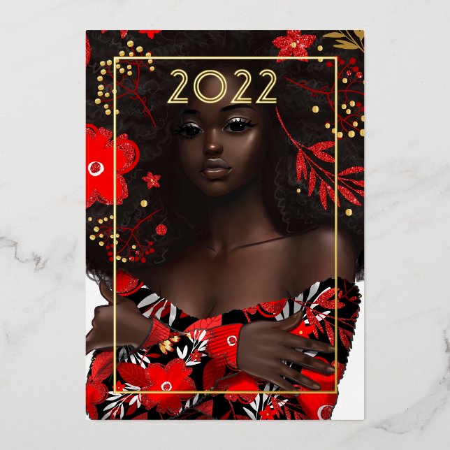 Festiva Con Relieve Metalizado Tarjeta de Navidad dorada (Anverso)