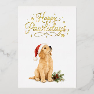Festiva Con Relieve Metalizado Tarjeta de Navidad Happy Pawlidays