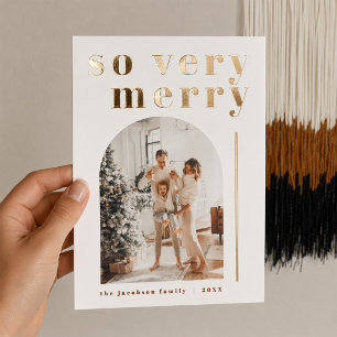 Festiva Con Relieve Metalizado Tarjeta de Navidad RILEY Festive So Very Merry Arc