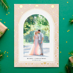 Festiva Con Relieve Metalizado Tarjeta de Navidades de fotografía de estilo Art D