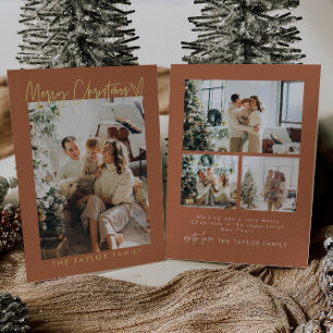 Festiva Con Relieve Metalizado Tarjeta de Navidades de fotografía elegante y mode