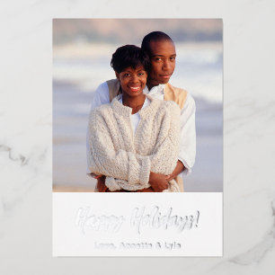 Festiva Con Relieve Metalizado Tarjeta de Navidades de fotografía familiar modern