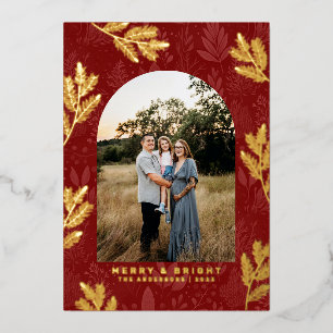 Festiva Con Relieve Metalizado Tarjeta de Navidades de fotos de la frontera del A