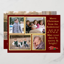 Festiva Con Relieve Metalizado Tarjeta de Navidades de personalizable