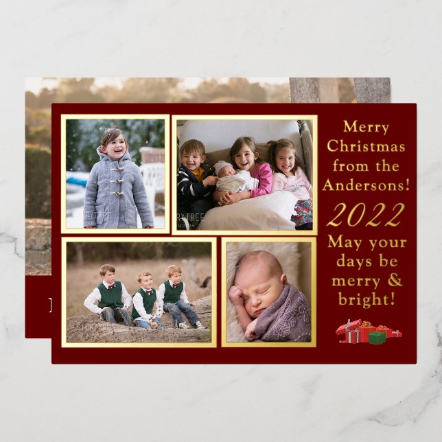 Festiva Con Relieve Metalizado Tarjeta de Navidades de personalizable (Anverso/Reverso)