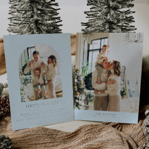 Festiva Con Relieve Metalizado Tarjeta de Navidades familiares de fotos de Reliev