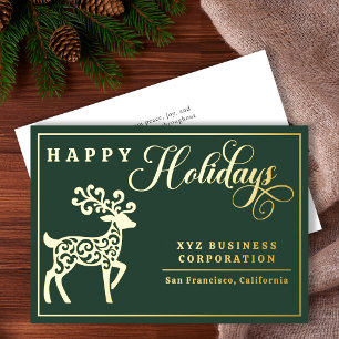 Festiva Con Relieve Metalizado Tarjeta de negocios Elegante Reno Feliz Navidad co
