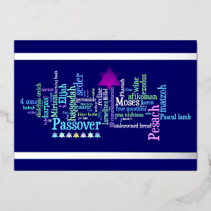 Festiva Con Relieve Metalizado Tarjeta de pasaje de palabras pesach