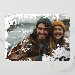 Festiva Con Relieve Metalizado Tarjeta de "Save the Date" de hoja de plata real r